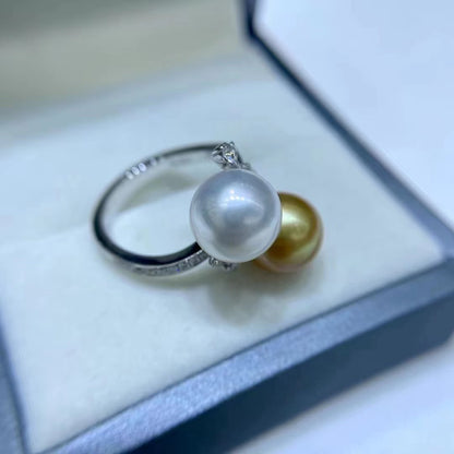 Women's Sea Australian White Golden Balls Diamond Ring