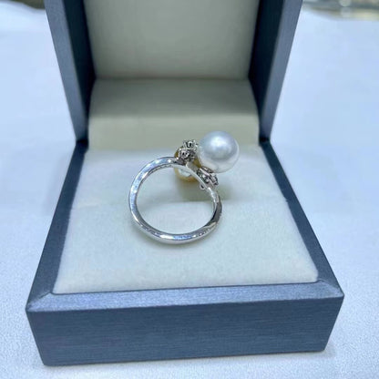 Women's Sea Australian White Golden Balls Diamond Ring